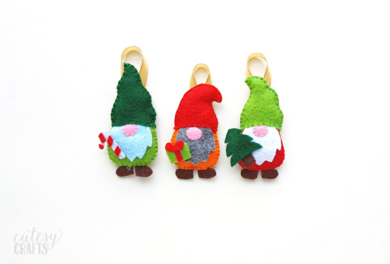 Felt Gnome Ornaments with Free Patterns