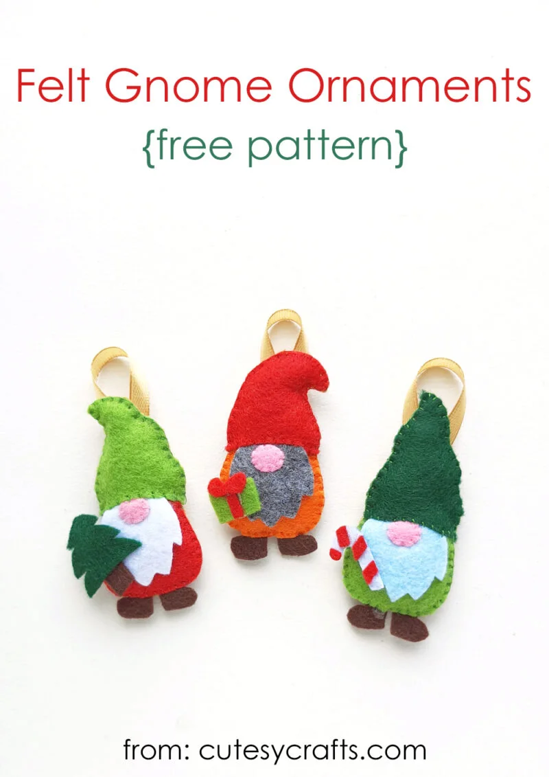 Felt Gnome Ornaments with Free Patterns