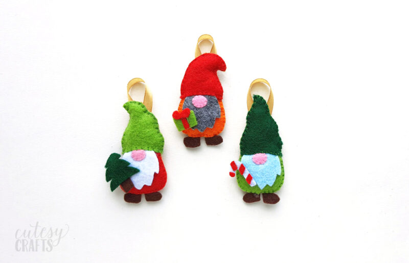 Felt Gnome Ornaments with Free Patterns