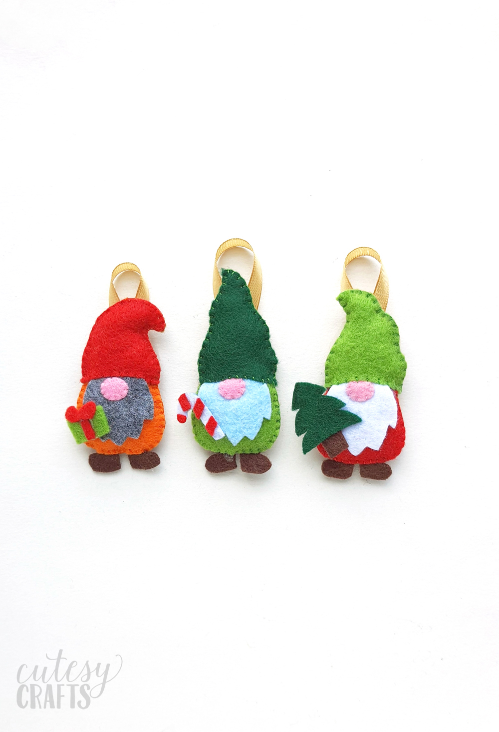 Felt Gnome Ornaments with Free Patterns - Cutesy Crafts