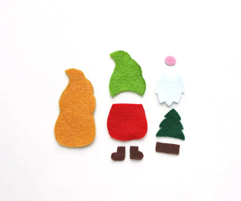 felt gnome ornament cutouts