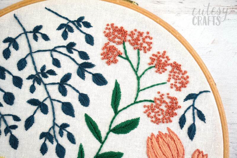 French knot flowers embroidery.