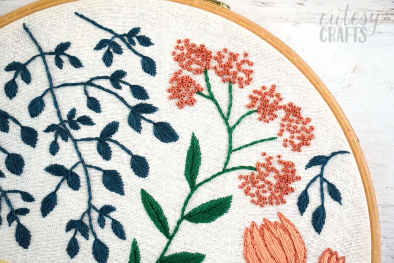French knot flowers embroidery.