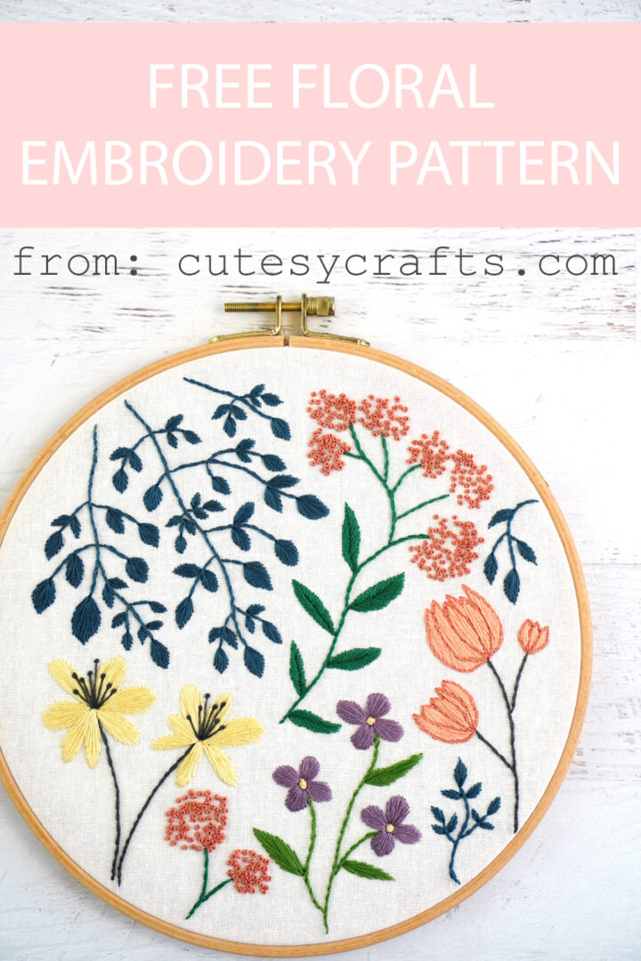 Free Flower Embroidery Pattern - Cutesy Crafts