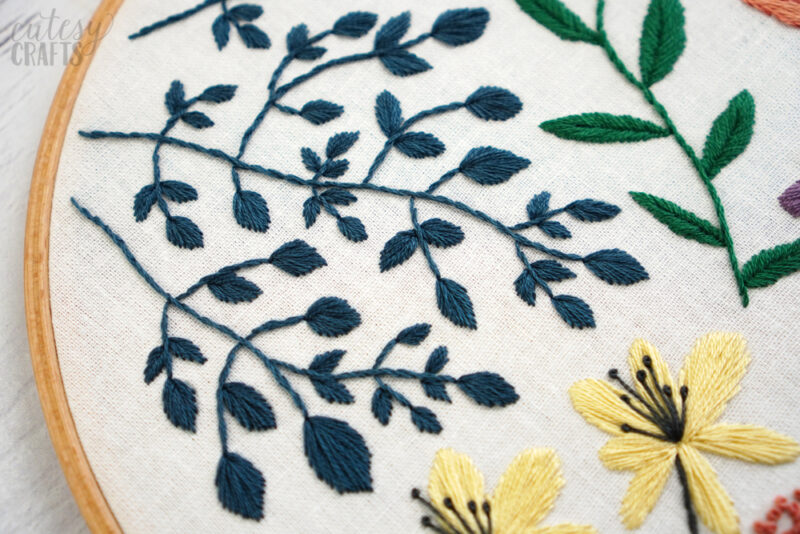 How to embroider small leaves.