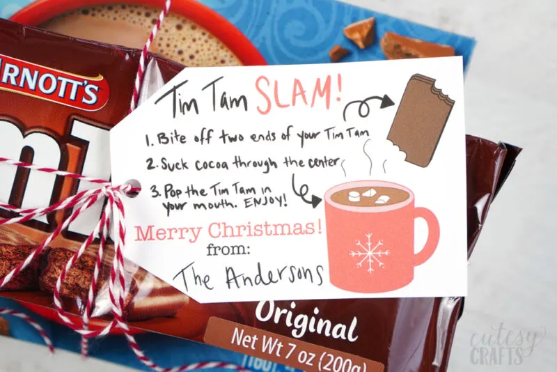 Tim Tam slam gift tags.  Last minute teacher gift idea.