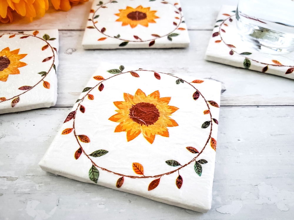 How to Make Coasters out of Ceramic Tiles and Napkins, Easy DIY