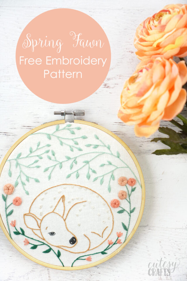 Fawn Embroidery Pattern with Free Download - Cutesy Crafts