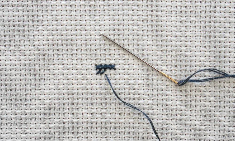 How to start a new row in cross stitch.